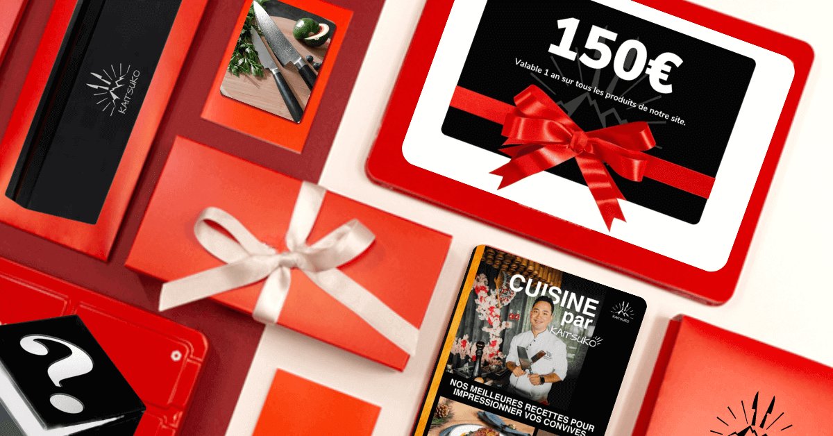 Idées cadeaux indispensables cuisine carte cadeau livre de recettes couteau japonais Kaitsuko