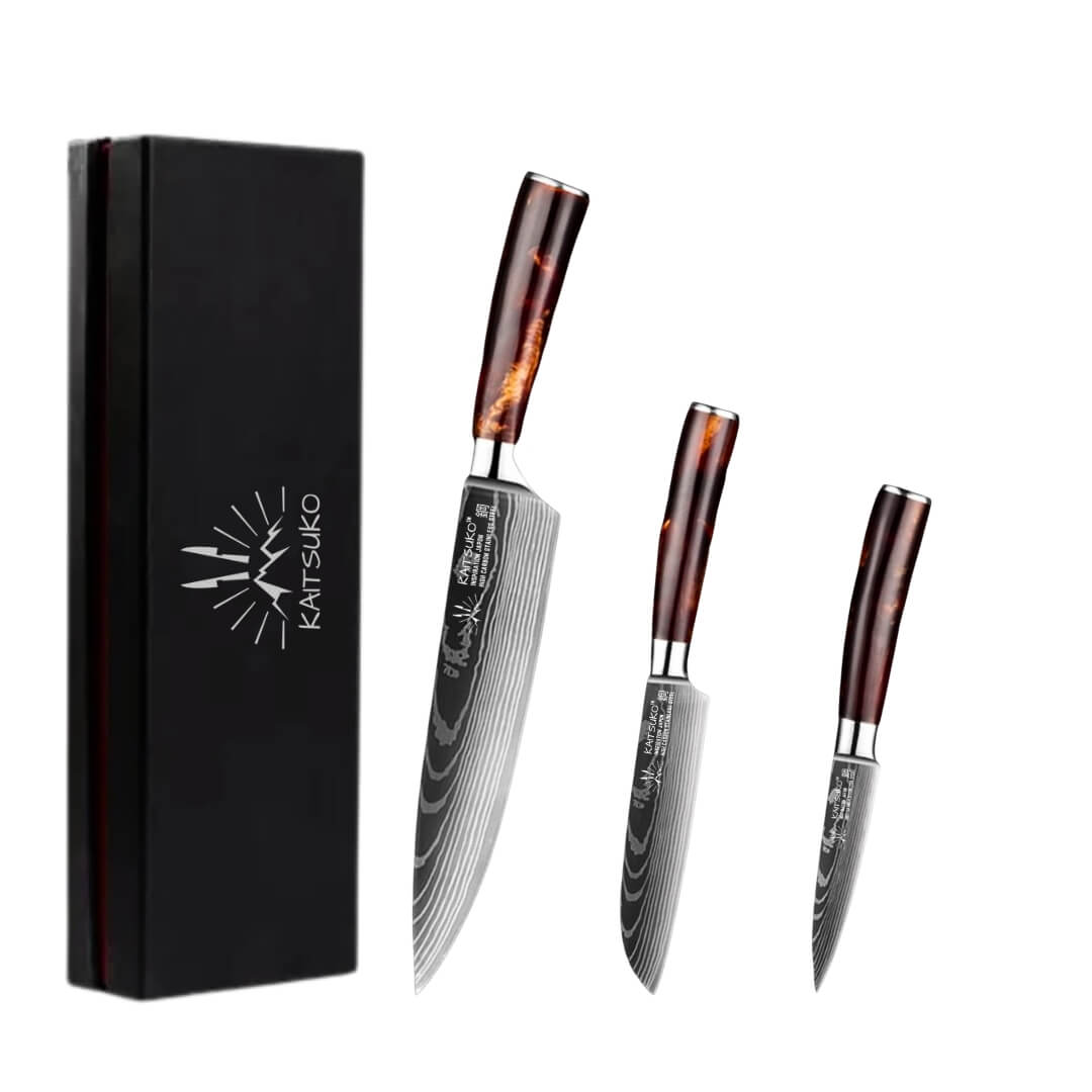 Set de 3 couteaux Japonais - Chef Tanaka - Terre de feu