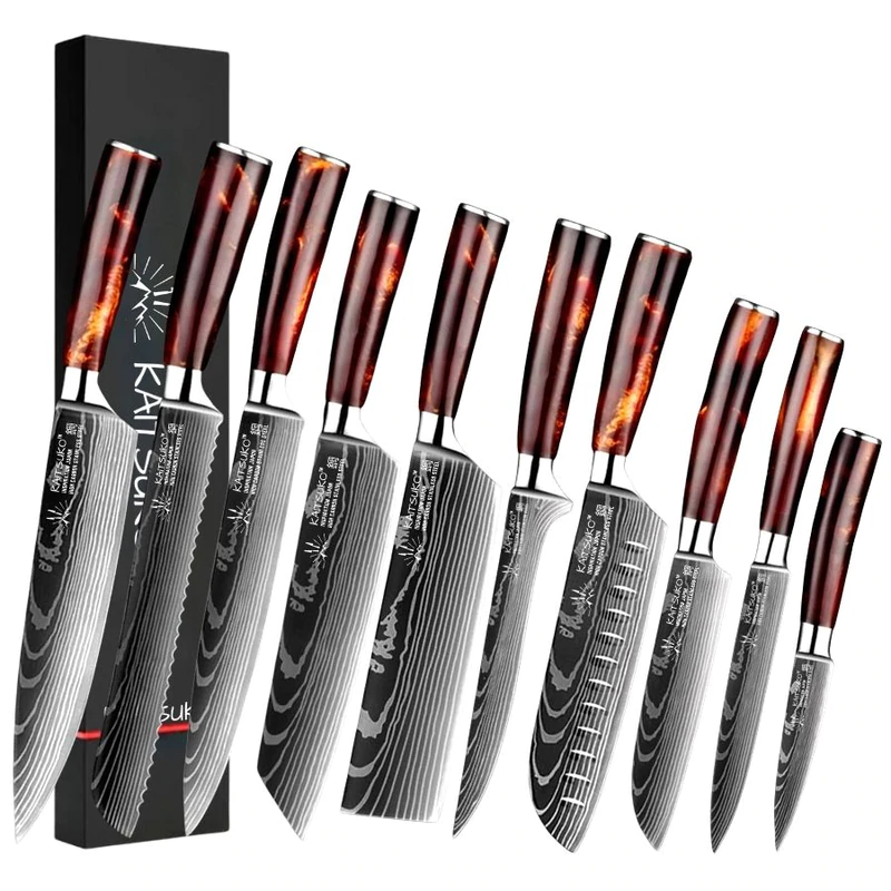 Set de 10 couteaux de cuisine terre de feu