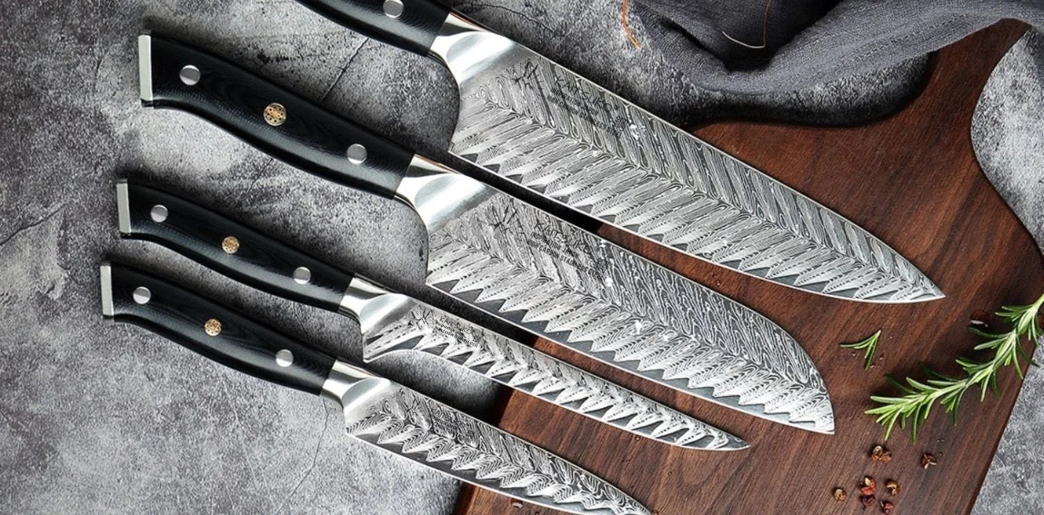 Couteaux acier damas haut de gamme kaitsuko acier plumé