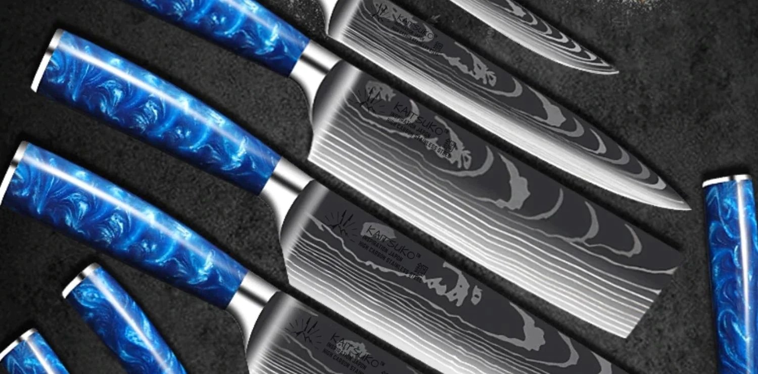 Couteaux japonais Bleu manche en résine
