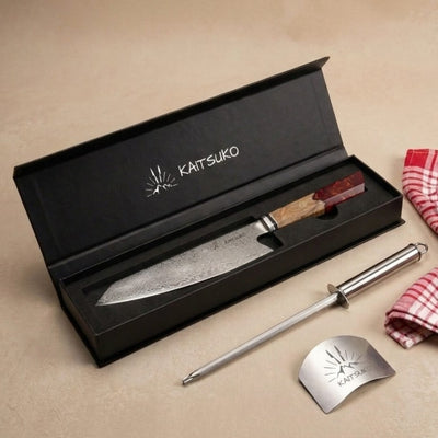coffret japonais avec couteau kiritsuke et accessoires de cuisine