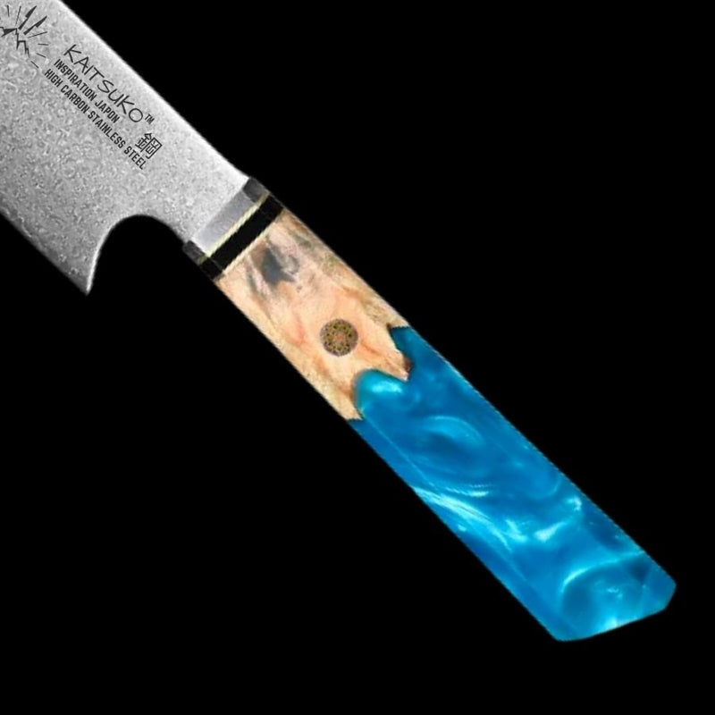 Couteau japonais de cuisine manche en résine bleu