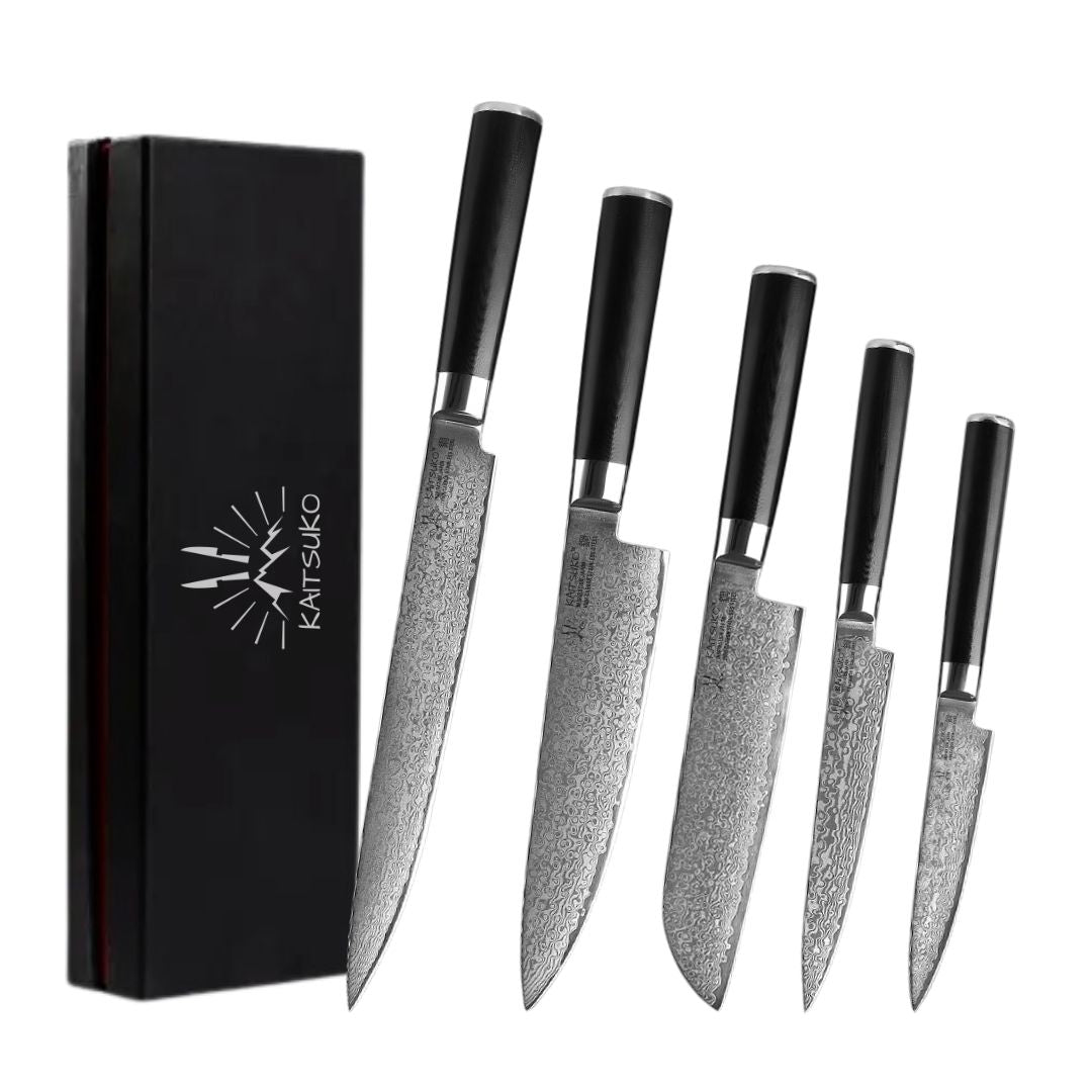 Set de 5 couteaux de cuisine Kyoto lame en acier damas 67 couches