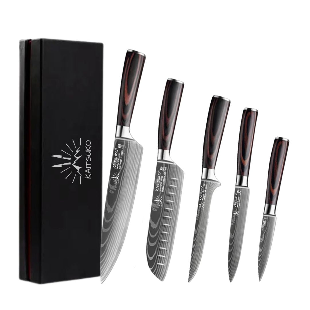 Set de 5 couteaux de cuisine pour usage quotidien Chef Tanaka Forest Wood Kaitsuko