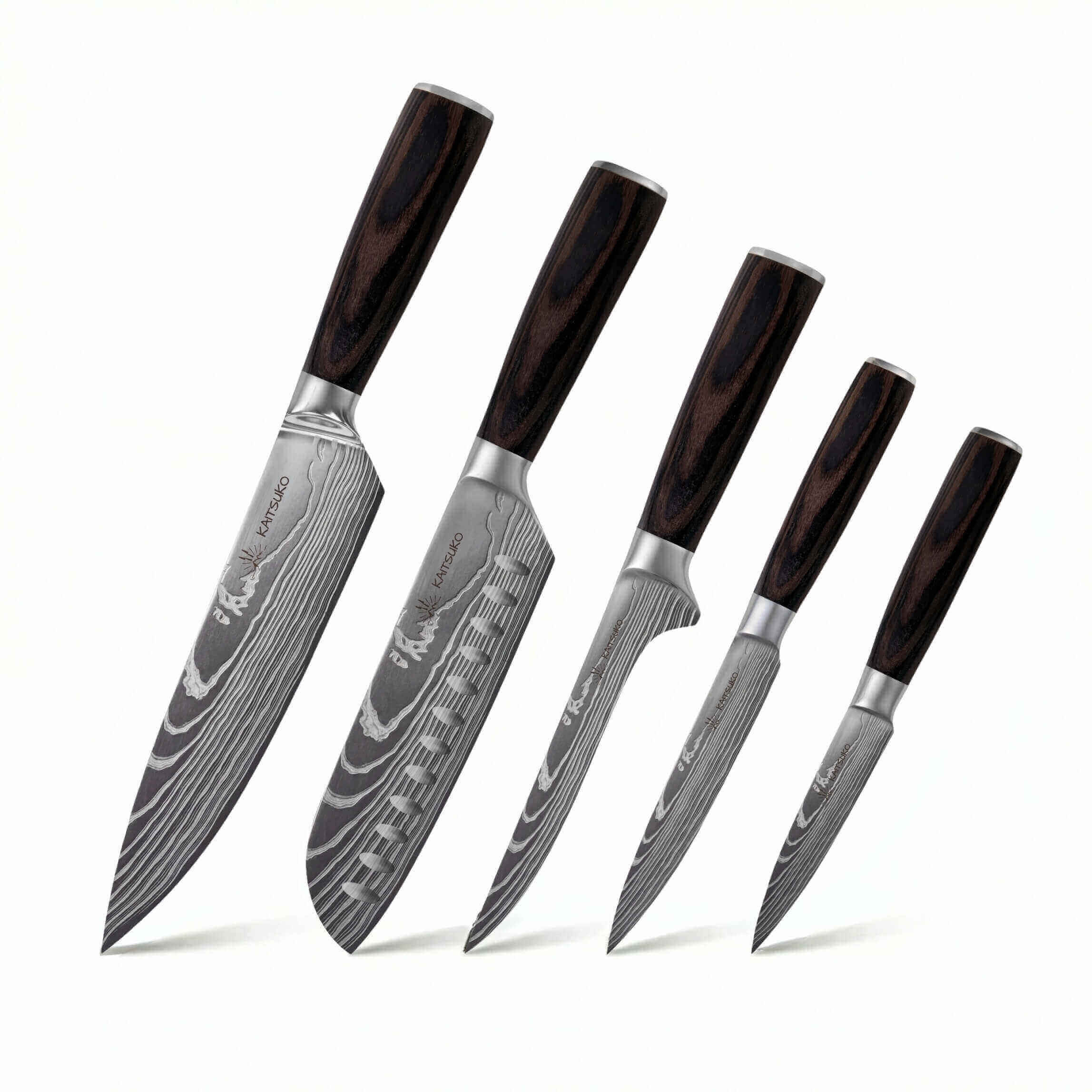 Set de 5 couteaux japonais collection chef tanaka manche forest wood