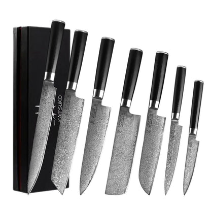 Set de 7 couteaux de cuisine professionnel acier damas Collection Kyoto