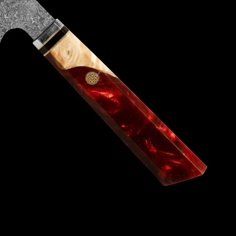 couteau japonais manche rouge fabriqué à la main