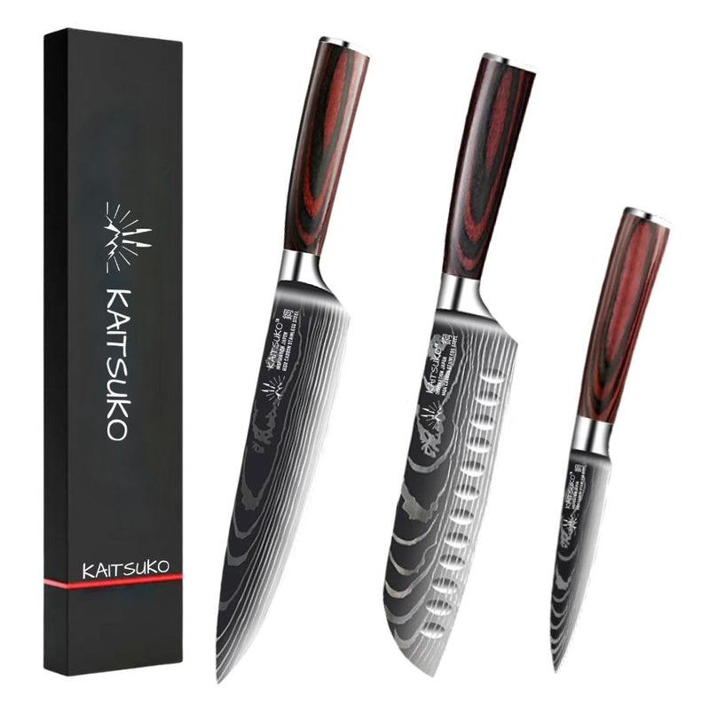 Set de 3 couteaux Japonais - Chef Tanaka - Forest Wood