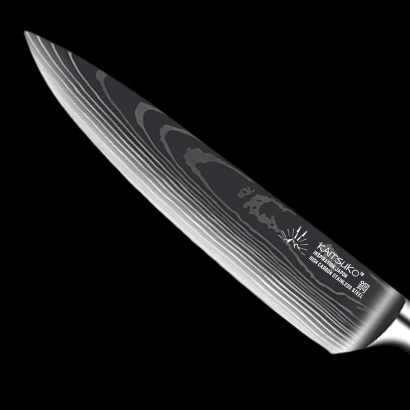 Grandl'os p-Ensembles de couteaux de cuisine japonais, véritable couteau  Damas en acier AUS-10 Chef Utilitaire opaque Tranchage de la viande Outils  de coupe 1-5 pièces